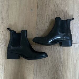 Jeffrey Campbell Black Pointed Toe Rubber Rain Boots (Size 8)